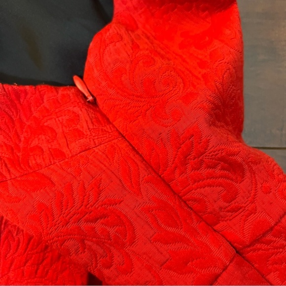 ANTHROPOLOGIE Moulinette Soeurs Red Brocade Dress Red Mini Back Cutout Size 6 - Picture 10 of 14